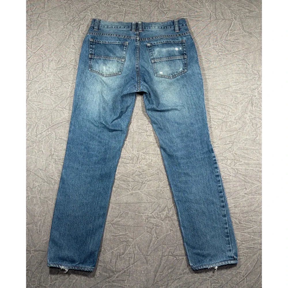 People Concept Jeans Mens 30 Blue Recto Straight Leg Distressed Frayed Denim
